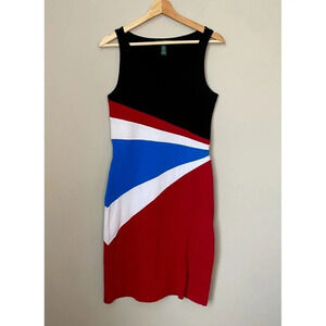 Lauren Ralph Lauren Size Small Sleeveless Bodycon Colorblock Stretch Midi Dress